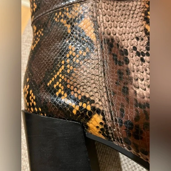 Franco Sarto leather snake print block heel ankle boots/ booties. Square toe. 10 - Picture 14 of 14